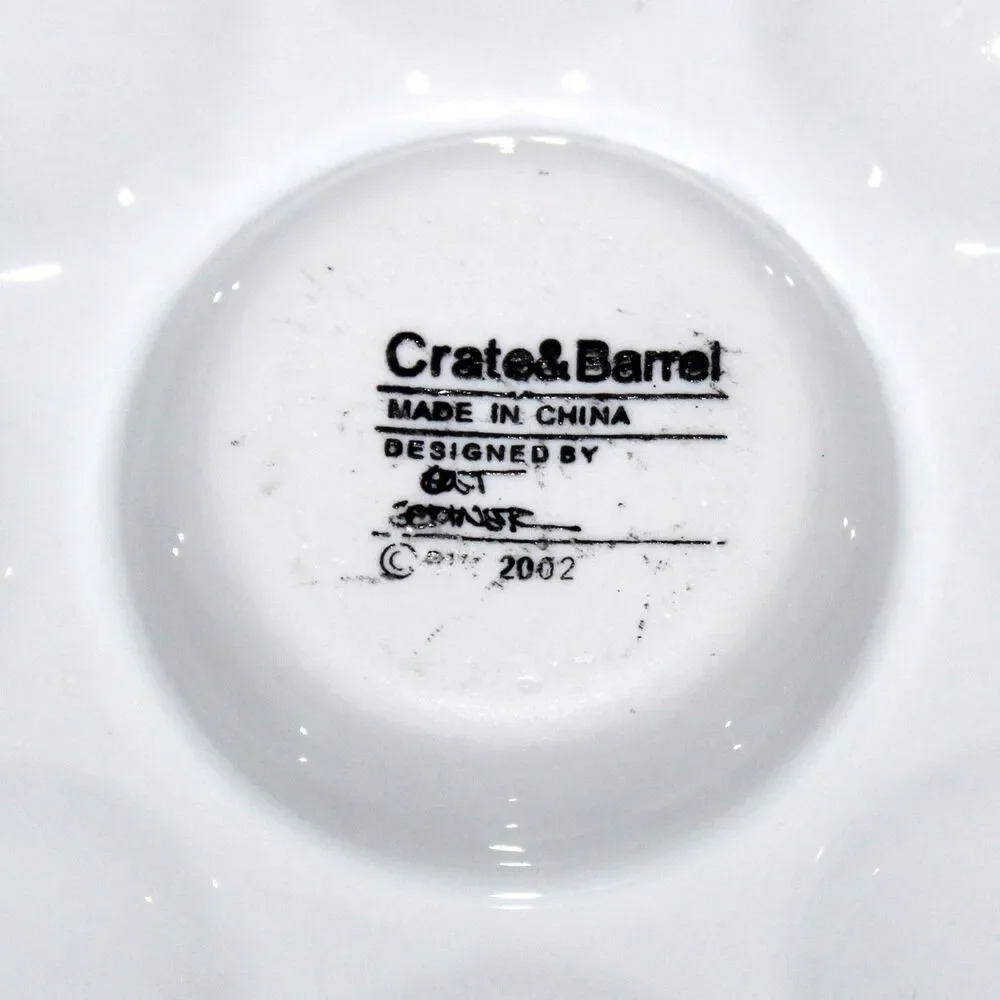 Crate & Barrel 24 Deviled Egg Platter White Porcelain Round 13